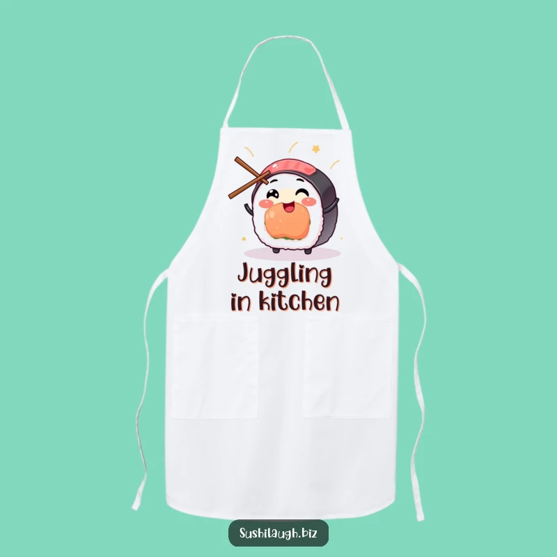 Funny Sushi Juggling Apron: Chef's Chopstick Character Kitchen Wear, Ideal Funny Gift