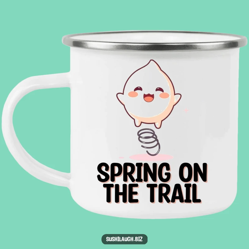 Funny Mochi Spring Camping Mug: Adventure Bouncing Cup, Great Outdoors Gift