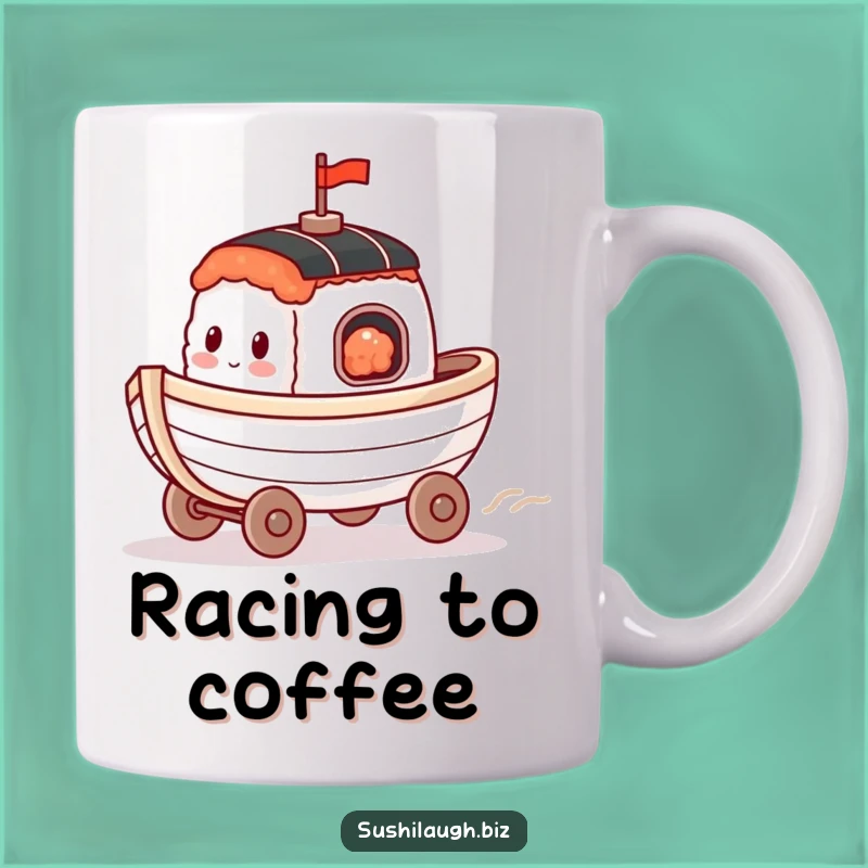 Funny Racing Sushi Boat Mug: Happy Wheels Cruise Gift