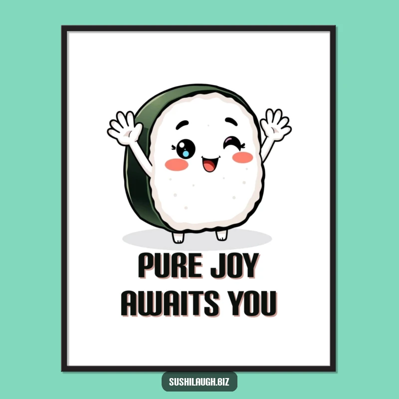 Funny Smiling Nigiri Sushi Digital Art: Enthusiastic Wave Decor