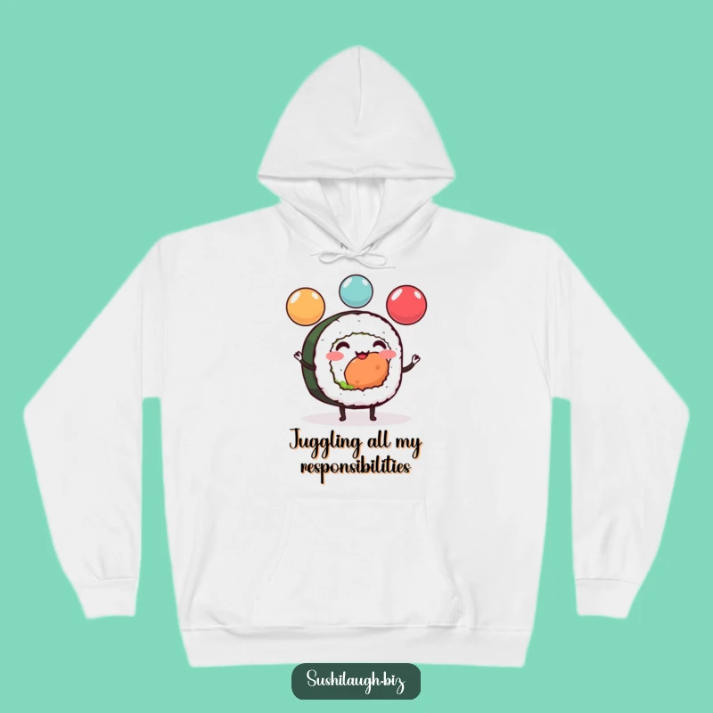 Funny Sushi Roll Juggling Hoodie: Cozy Cheerful Ikura Ball Balance Wear