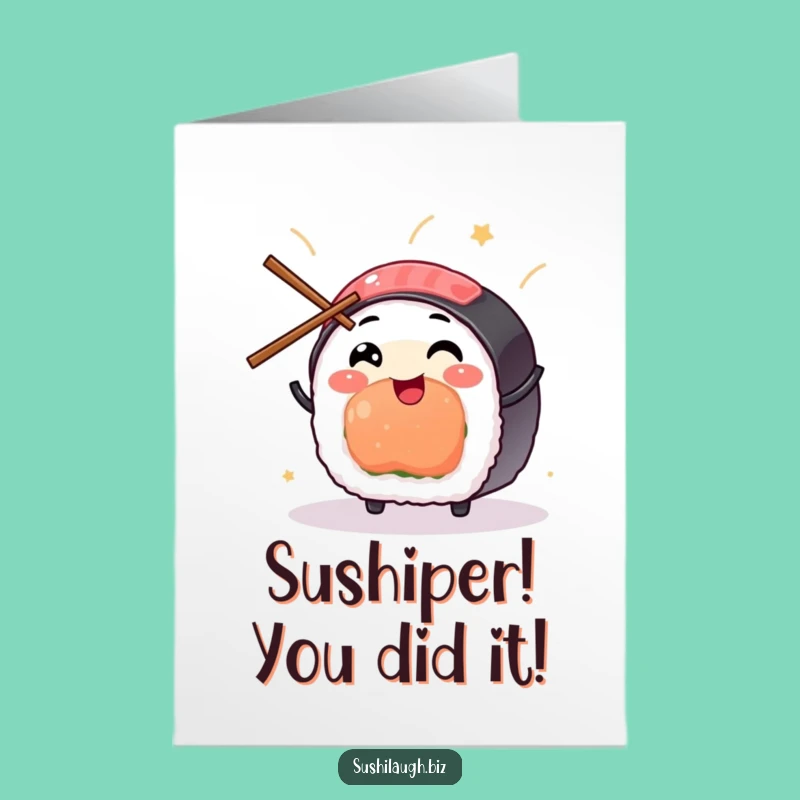 Free Printable Sushi Congrats Card: Juggling Celebration Downloadable Gift