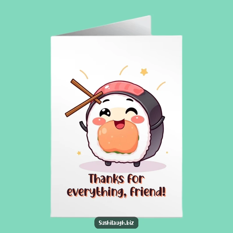 Free Printable Sushi Thank You Card: Juggling Gratitude Downloadable Gift